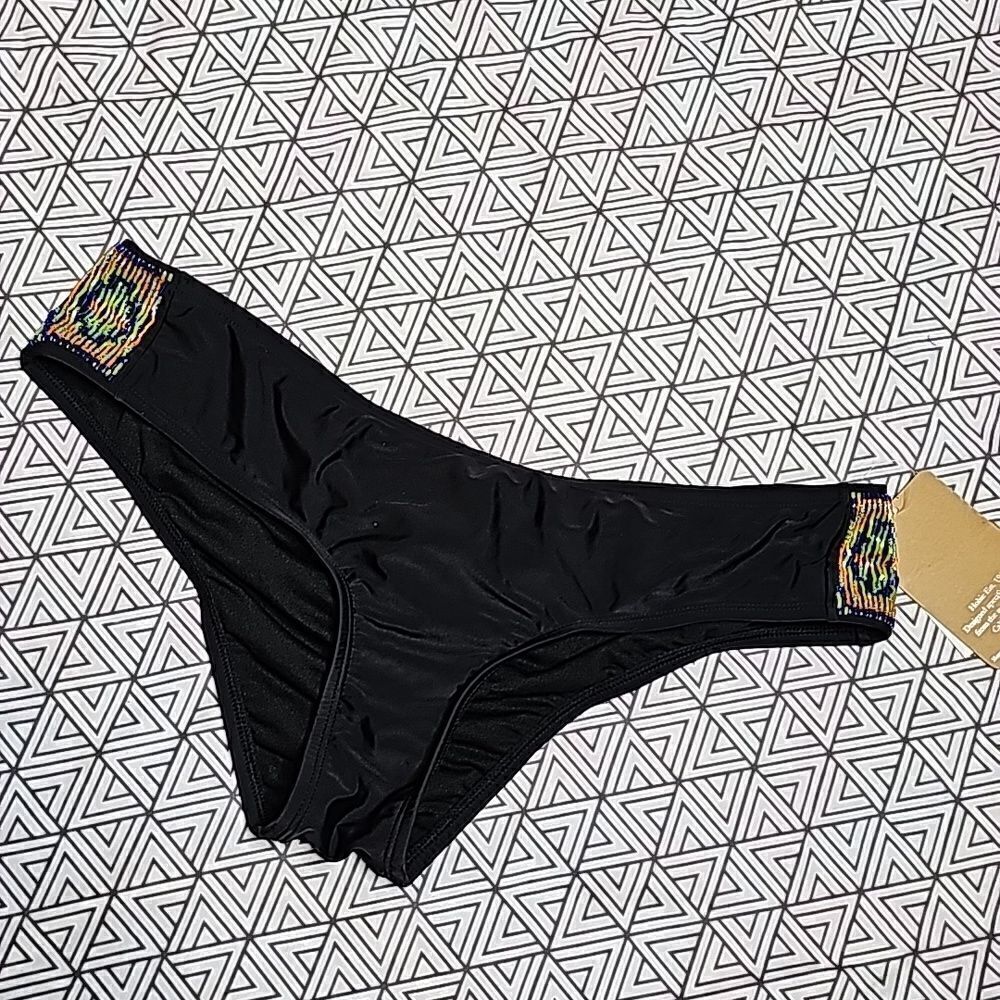 NWT Hobie XL Beaded‎ Scrunch butt hipster cheeky bikini bottoms black